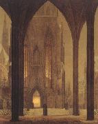 Oehme, Ernst Ferdinand Cathedral in Wintertime (mk22) oil